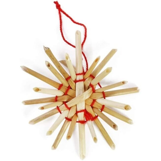 Conjunto de Estrelas de Palha de 56 Peças Enfeites de Árvore de Natal Pingentes de Palha para a Árvore de Natal Enfeites de Árvore de Natal